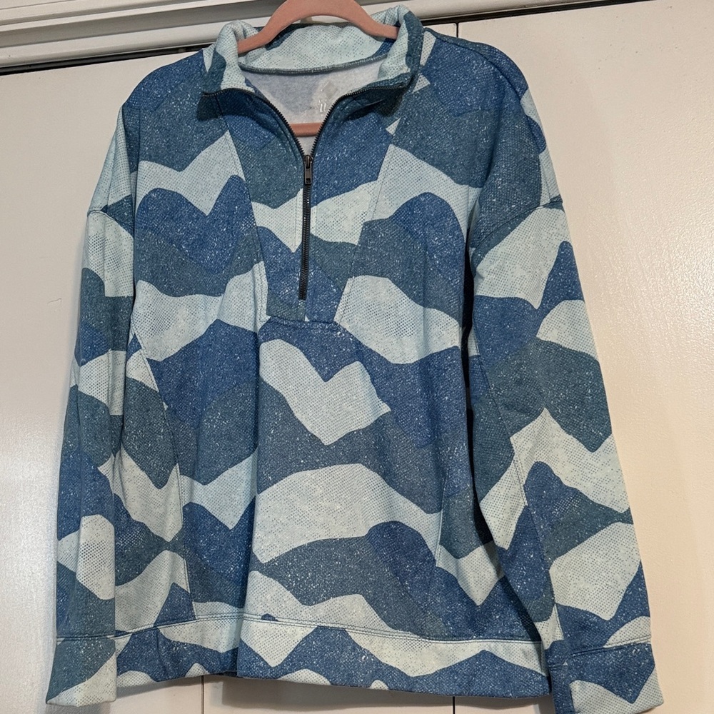 LuLaRoe Blue and White Quarter Zip Up Jacket
